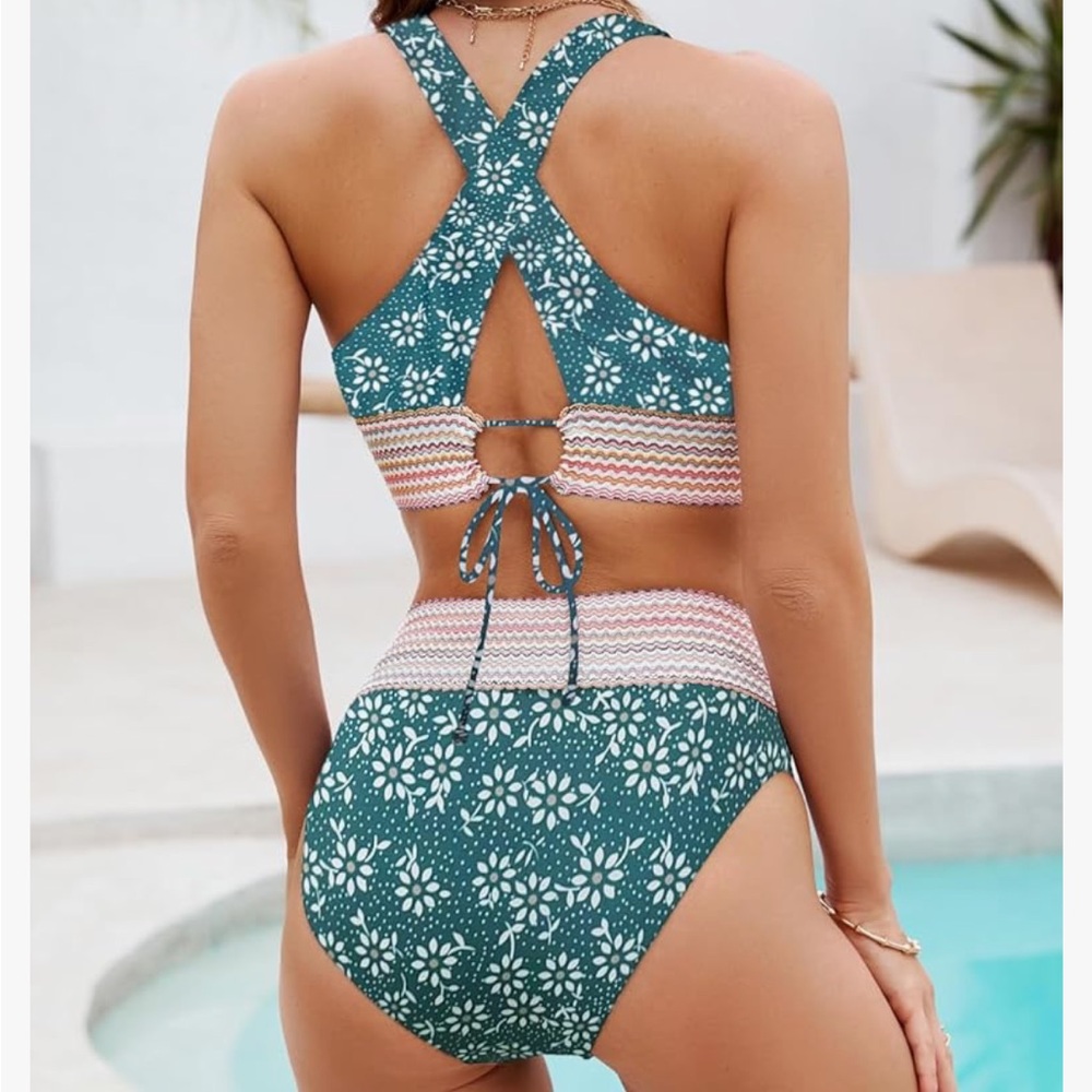 Floral Crisscross Back Bikini